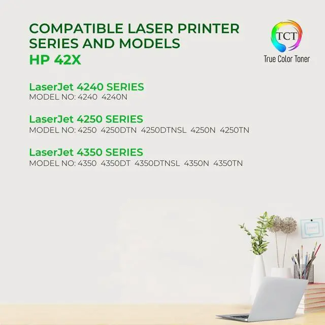 Alt view image 2 of 6 - TCT 42X Toner Cartridge 2 Pack - Compatible Replacement for HP 42X Q5942X Black High Yield Works with HP Laserjet 4240 4240N 4250 4250DTN 4250N 4250TN 4350 4350DTN 4350N Printer (20,000 Pages)
