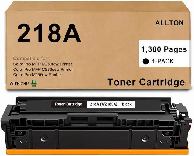 Main image of 218A Toner Cartridge Black (with CHIP) W2180A Black Toner Cartridge Replacement for Color Pro 3201dw MFP 3301cdw 3301fdw 3301sdw Printer(1-Pack,with Chip)