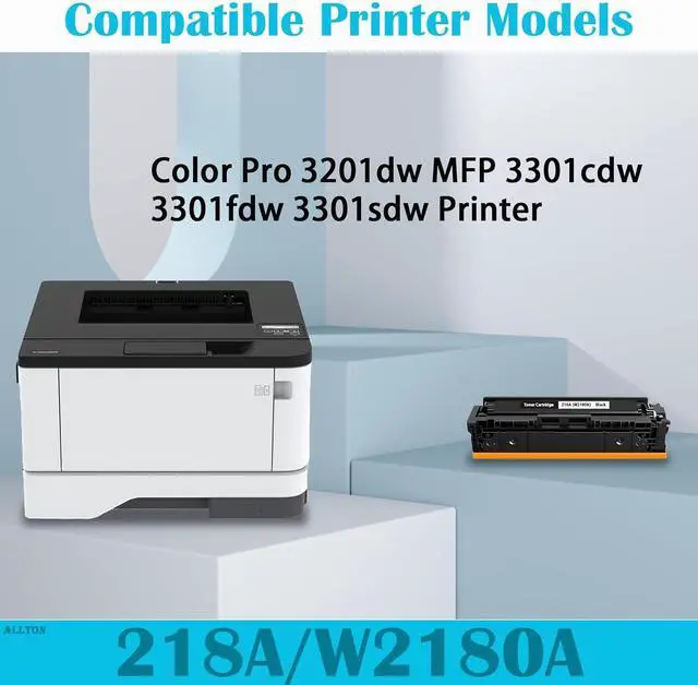 Alt view image 2 of 7 - 218A Toner Cartridge Black (with CHIP) W2180A Black Toner Cartridge Replacement for Color Pro 3201dw MFP 3301cdw 3301fdw 3301sdw Printer(1-Pack,with Chip)