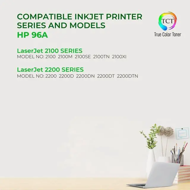 Alt view image 2 of 6 - TCT 96A Toner Cartridge - Compatible Replacement for HP 96A C4096A Black Works with HP Laserjet 2000 2100 2100M 2100SE 2100TN 2100XI Printers (5,000 Pages)