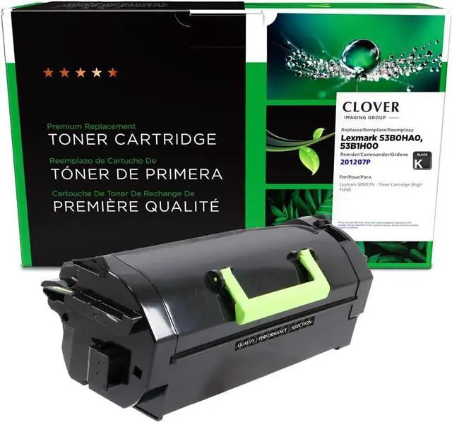 Main image of Clover Remanufactured Toner Cartridge for Lexmark 53B0HA0, 53B1H00 | Black | High Yield