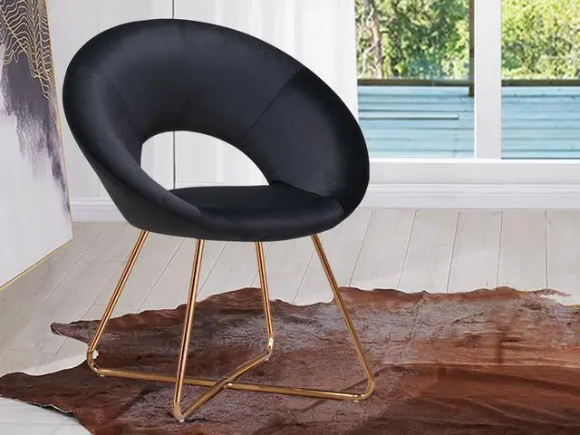 Alt view image 7 of 7 - Modern Accent Velvet Upholstered Chair Arm Chair with Golden Metal Legs for Living Room Home Office