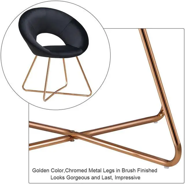 Alt view image 4 of 7 - Modern Accent Velvet Upholstered Chair Arm Chair with Golden Metal Legs for Living Room Home Office
