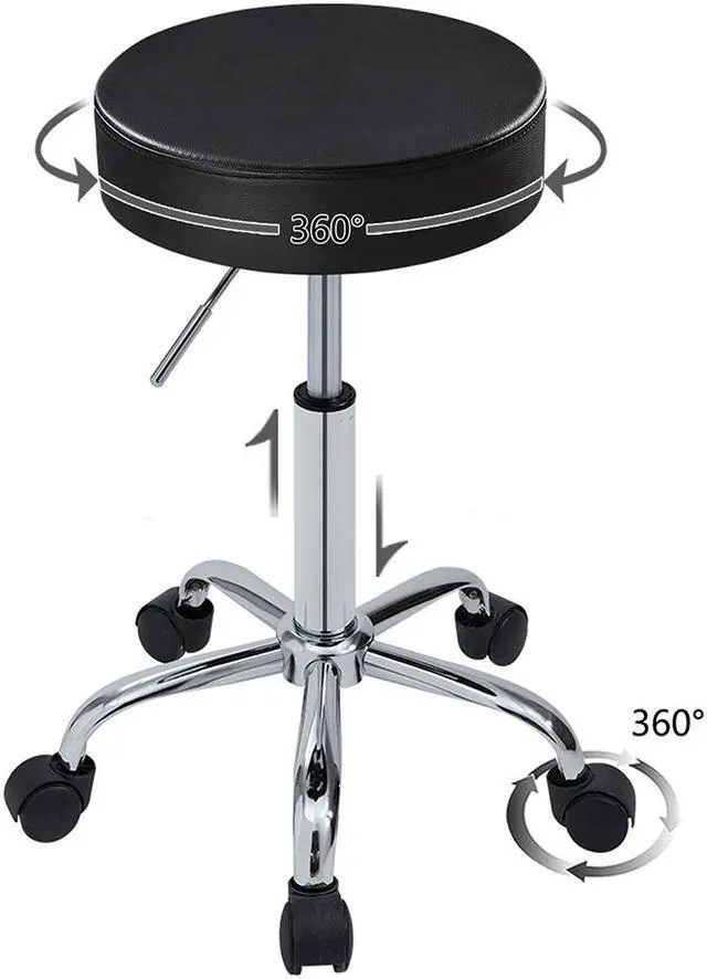 Alt view image 4 of 6 - Adjustable Height Swivel Backless PU Leather Counter Stool with Wheels