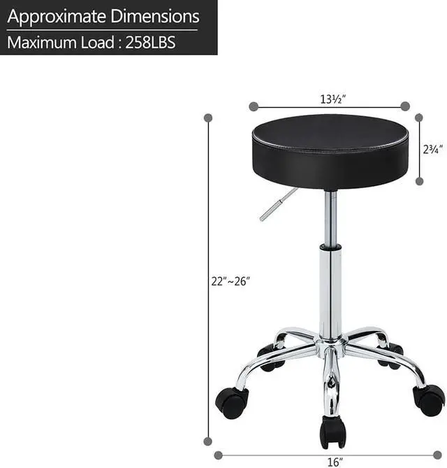 Alt view image 3 of 6 - Adjustable Height Swivel Backless PU Leather Counter Stool with Wheels