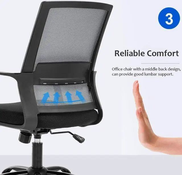 Alt view image 3 of 6 - Office Computer Desk Chair Swivel Rolling Executive Mesh,Grey