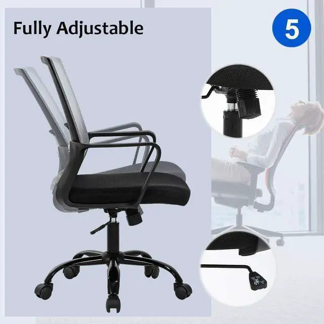 Alt view image 5 of 6 - Office Computer Desk Chair Swivel Rolling Executive Mesh,Grey