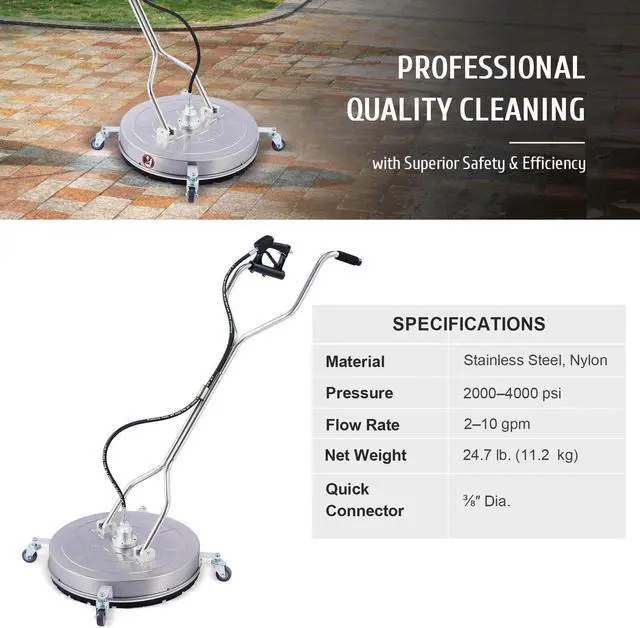 Alt view image 2 of 6 - 24" Pressure Surface Cleaner Accessory for Power Washers Rated up to 4000 PSI