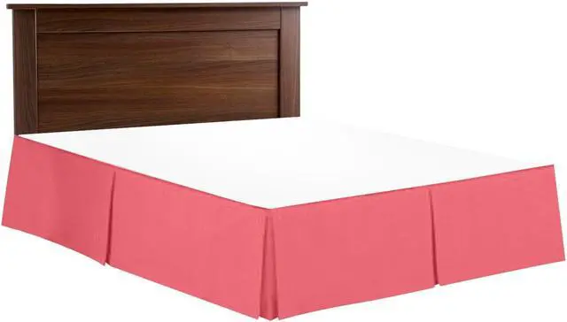 Alt view image 3 of 4 - Luxury Pleated Tailored Bed Skirt - 14 Drop Dust Ruffle, Full XL - Coral Pink