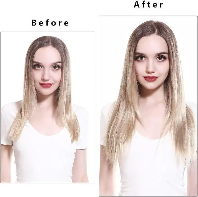 Alt view image 4 of 6 - Long Straight Brown Wigs for Women Middle Part Natural Looking Silk Hairpieces