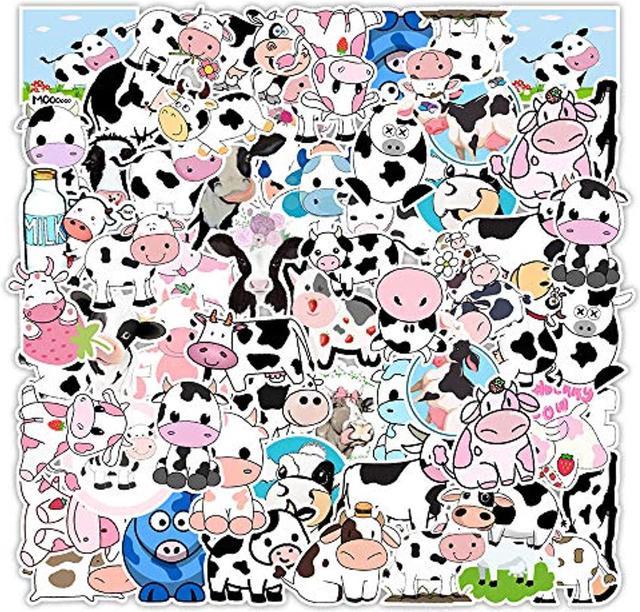 Cow Stickers 50 Pcs Vinyl Waterproof Cute Animal Sticker Pack For
