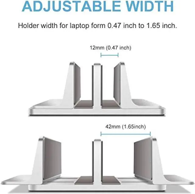 Alt view image 3 of 7 - Vertical Laptop Stand Bundle With (Upgraded Dock Version) Vertical Laptop Stand, Double Desktop Stand Adjustable Laptop Holder (Up To 17.3 Inches) Compatible With All Laptops Ipad Tablet