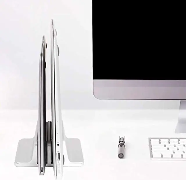 Alt view image 7 of 7 - Vertical Laptop Stand Bundle With (Upgraded Dock Version) Vertical Laptop Stand, Double Desktop Stand Adjustable Laptop Holder (Up To 17.3 Inches) Compatible With All Laptops Ipad Tablet