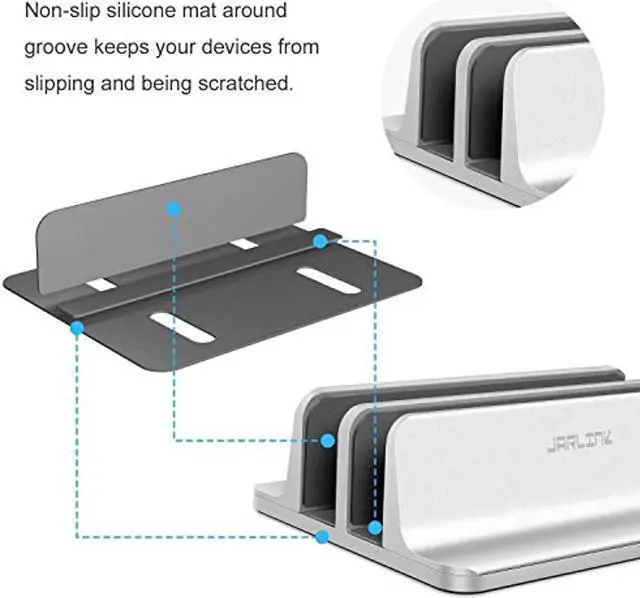 Alt view image 5 of 7 - Vertical Laptop Stand Bundle With (Upgraded Dock Version) Vertical Laptop Stand, Double Desktop Stand Adjustable Laptop Holder (Up To 17.3 Inches) Compatible With All Laptops Ipad Tablet