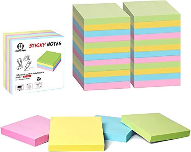Sticky Notes 3X3 Inches Bulk 28 Pack 2800 Sheets Colored Self-Stick Pads,  100 Sheets/Pad, 4 Bright Colors (Yellow, Green, Pink, Blue) For Office  Supplies, School, Home 