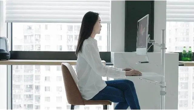 Alt view image 7 of 7 - Mobile Desk,Mobile Workstation,Mulitiuse Rolling Laptop Floor Stand,34"-48.6" Height Adjustable,Compatible With 17"-27"Monitor&12"-17"Laptop,21"×14" Desk Board,Maxload 17.6Lbs,4 Lockable W
