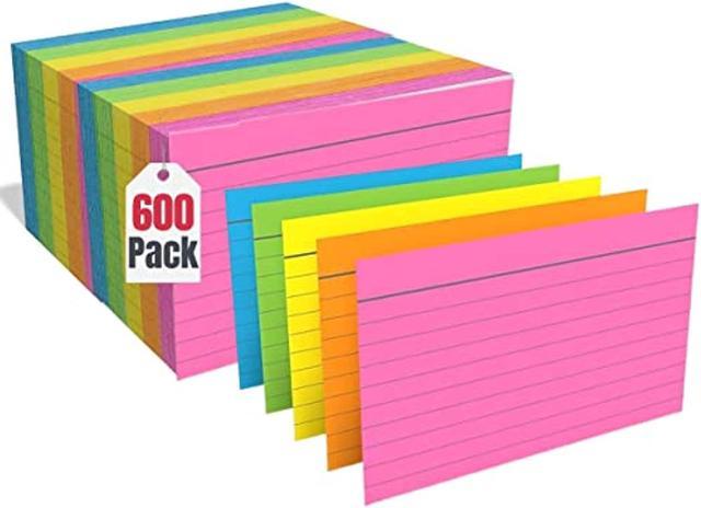 Index Card 3X5 Ruled Colored Neon Index Cards, Index Cards 3X5, Colored  Flash Cards, Assorted Color, 600 Cards 