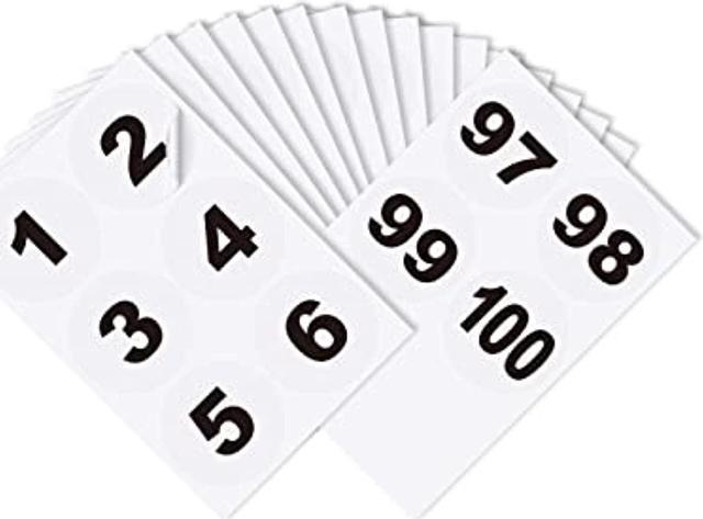  White Circle with Black Number 1 Stickers, 1/2 Inch