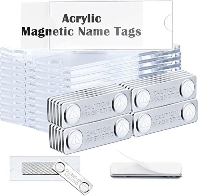 Magnetic Name Tags Kit Acrylic Name Badge Holders Clear Label Holders With  Blank Printable Paper Inserts Name Badge Magnets Magnetic Name Badge Holder  Custom Name Tag For School Office (20 Pieces) 