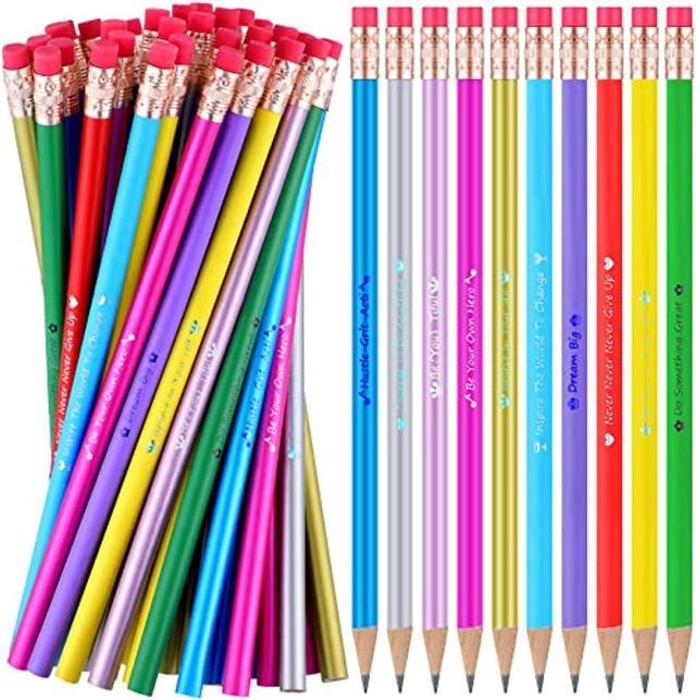 50 Pieces Motivational Pencils Inspirational Pencils Colorful 2 Hb Pencil  With Compliment Sayings And Erasers Pencil For Kids Students Teachers Adults  School Office Pen 
