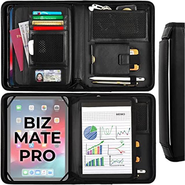 Bizmate Pro Zippered Portfolio Organizer With 8-10.5 Ipad Organizer /  Padfolio Tablet Holder, A5 Notebook