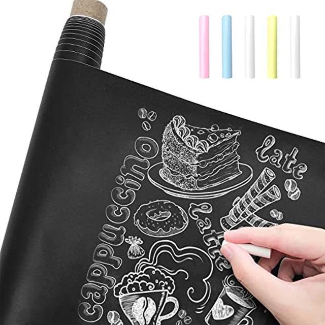 Chalkboard Wallpaper,Large Chalkboard Wall Sticker,Self Adhesive Diy  Contact Paper Roll,Chalk Wallpaper Peel And Stick For Home Office Classroom  Cafe 17.7 X 78.7 (6.5 Feet/Roll) 