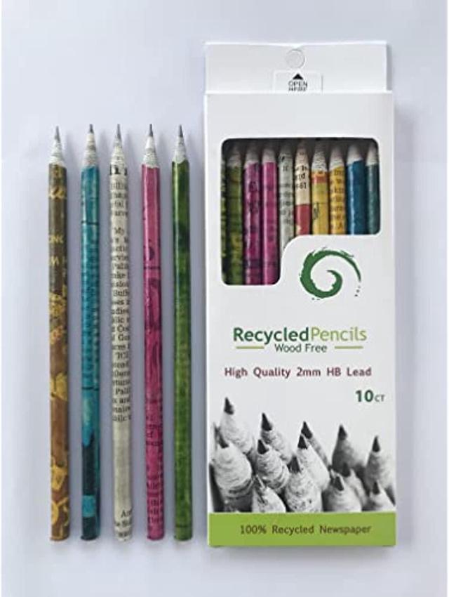 Earthbound Creations - Wood & Plastic Free Handmade Rainbow Recycled Paper #2  Hb Pencils For School And Office Supplies, Pre-Sharpened, Pack (10) 