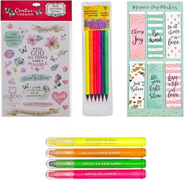 Bible Journaling Supplies-Stickers, Dry Pencil Markers, Highlighter And  Magnetic Bookmark Set 