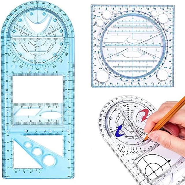 Multifunctional Geometric Ruler Geometric Drawing Template Measuring Tool  For School Office Supplies 2 1PCS