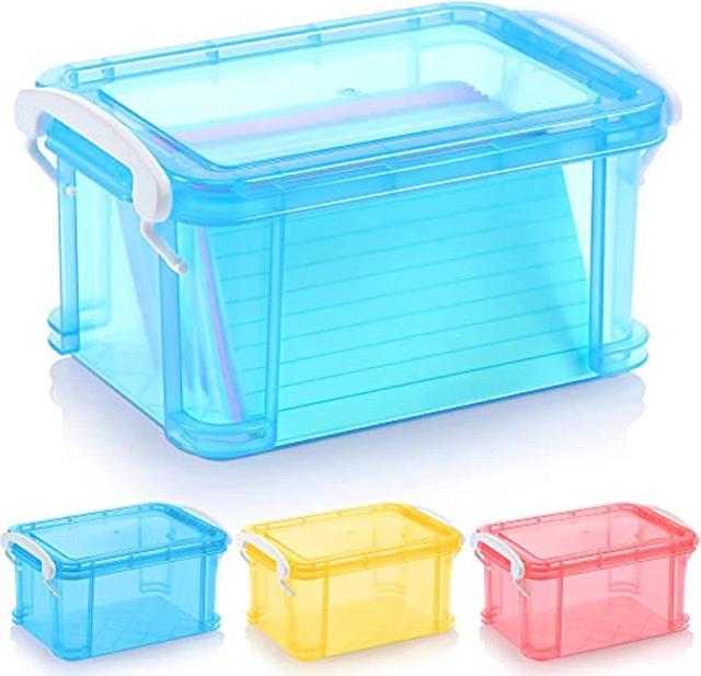 3 Pieces Index Card Box Plastic Flash Card Holder 3 X 5 Inch Recipe Card Storage  Organizer Colored Photo Box For Filing Notes, Addresses, Recipes (Yellow,  Blue, Pink) 