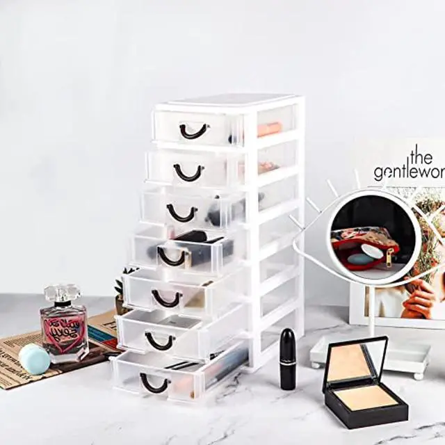 Alt view image 6 of 7 - 7.1"X5.1"X13.2" Mini Organizer Box Storage Container Case With 7 Clear Desktop Drawer Units,White
