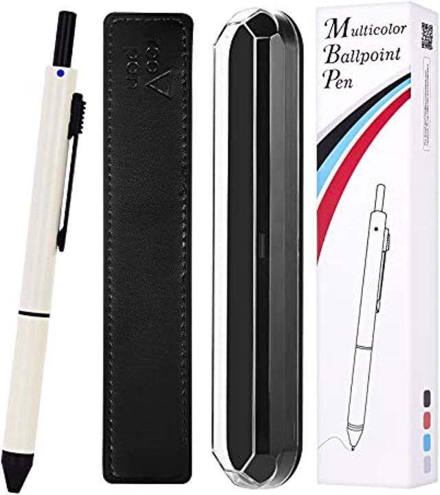 4 in 1 Multicolor Pen, Portable Metal Cased Multifunctional Refillable&Retractable Ballpoint Pen with Gift Box, Mechanical Pencil, Black Red Blue Meta