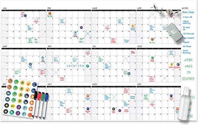 Dry Erase Monthly Large White Board Wall Calendar 36 X 24Inch