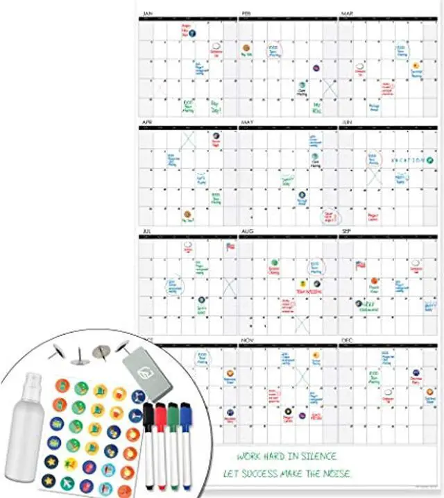 Large Dry Erase Wall Calendar - 24X39 Inches - Blank Undated 2022 Reusable Year  Calendar - Whiteboard Yearly Poster - Laminated Office Jumbo 12 Month  Calendar (Vertical) Educational Supplies - Newegg.com