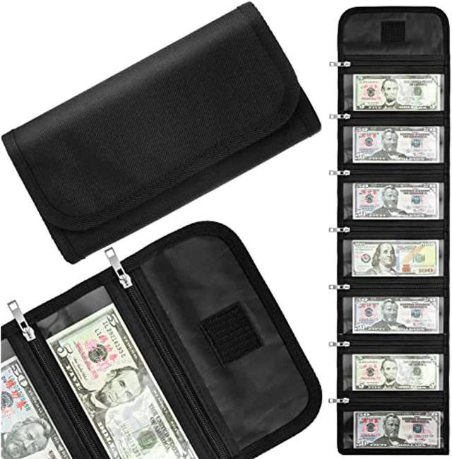 Tidy Pockets - Money Organizer - Cash Wallets - 4 Zipper Slots, Black,  One_Size, Black