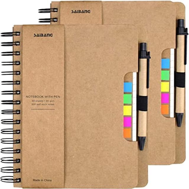 Simple Spiral Notebook With Kraft Cover, Student Memo Book With