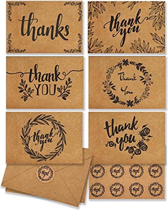 Blank Cards and Envelopes 4x6, 30 Set Blank Note Cards Thank You, Black