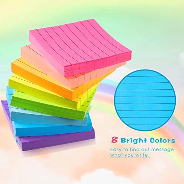 Pop Up Sticky Note Pads With Lined 8 Colors 3 X 3 Inches Sticky Notes Self  Stick Cute Sticky Notes With Lines Paper Office Supplies Easy To Post And