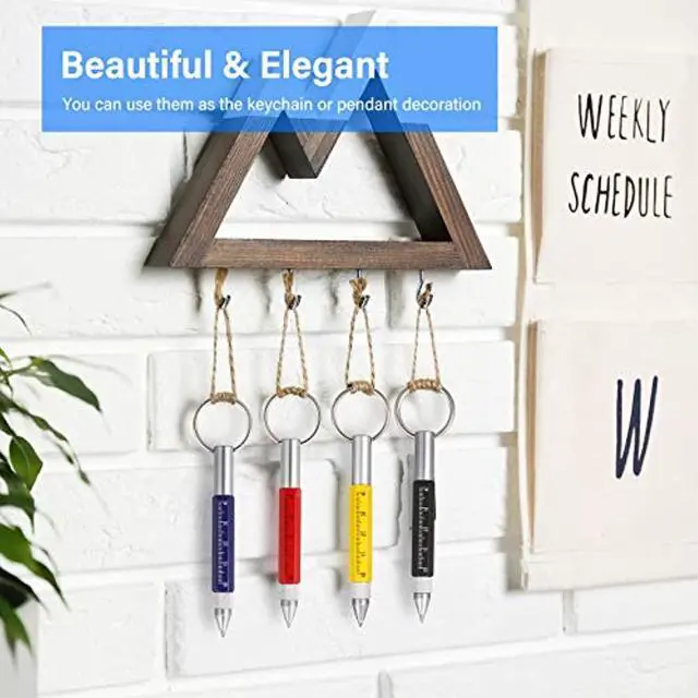 Alt view image 4 of 7 - 4 Pieces 6 In 1 Multitool Tech Tool Pen Key Ring Screwdriver Pen With Ruler, Two-Head Ballpoint Pen Refills Metal Tool Pen For Students, Office Staff, Construction Workers, Red, Yellow, Blue, Black
