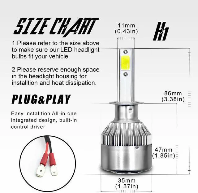 Alt view image 2 of 6 - For Ford Focus 2012-2018 Super Bright White LED Headlight + Fog light Bulbs 6Pcs