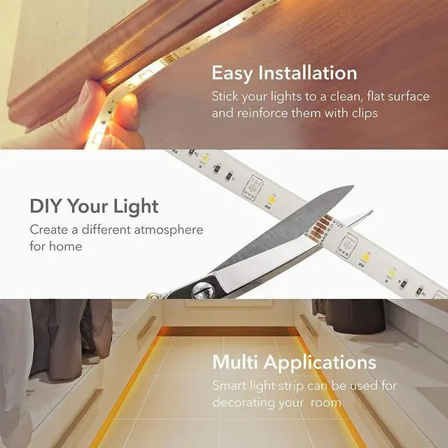 Alt view image 4 of 6 - Smart LED Strip Lights, 32.8ft WiFi RGBW, Work with Alexa, Google Assistant
