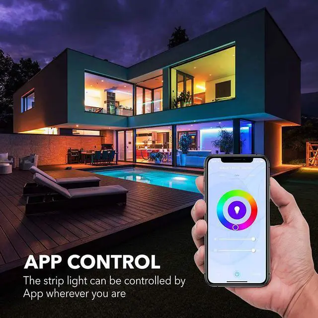 Alt view image 5 of 6 - Smart LED Strip Lights, 32.8ft WiFi RGBW, Work with Alexa, Google Assistant