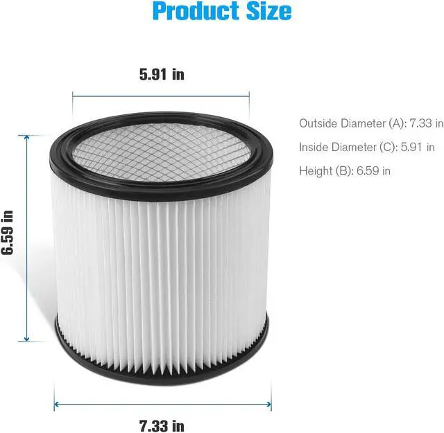 Alt view image 2 of 6 - 2x Replacement Filter Cartridge for Shop-Vac 90350 90304 90333 9030400 5 Gallon+