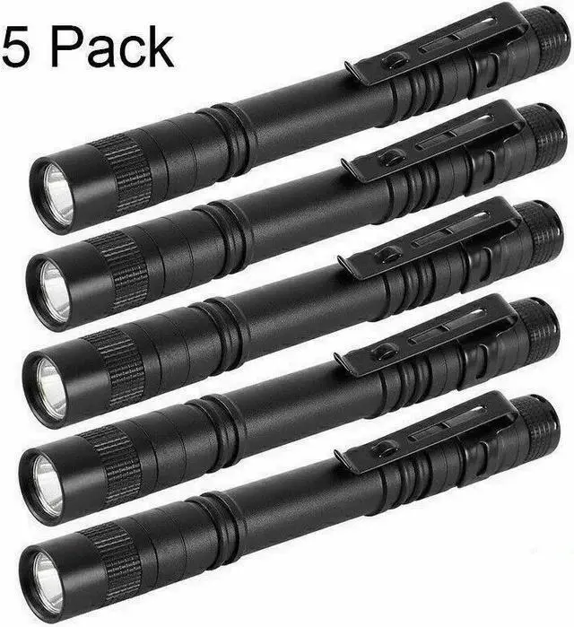Alt view image 4 of 6 - 5Pcs XPE-R3 LED Flashlight Portable Pen Torch Lamp Clip Mini Light Penlight US