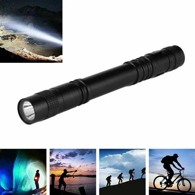 Alt view image 2 of 6 - 5Pcs XPE-R3 LED Flashlight Portable Pen Torch Lamp Clip Mini Light Penlight US