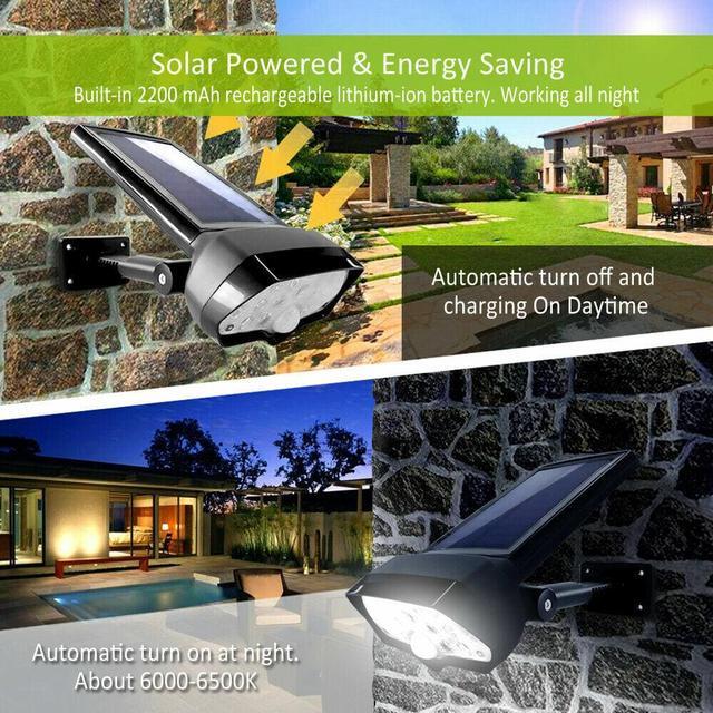 Alt view image 4 of 6 - LED Solar Flood Light Motion Sensor Security Spot Wall Street Yard Outdoor Lamp