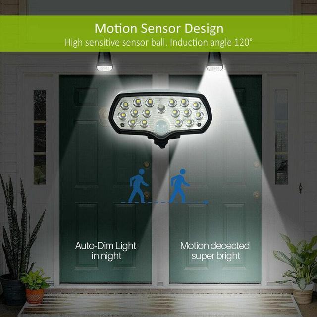 Alt view image 5 of 6 - LED Solar Flood Light Motion Sensor Security Spot Wall Street Yard Outdoor Lamp