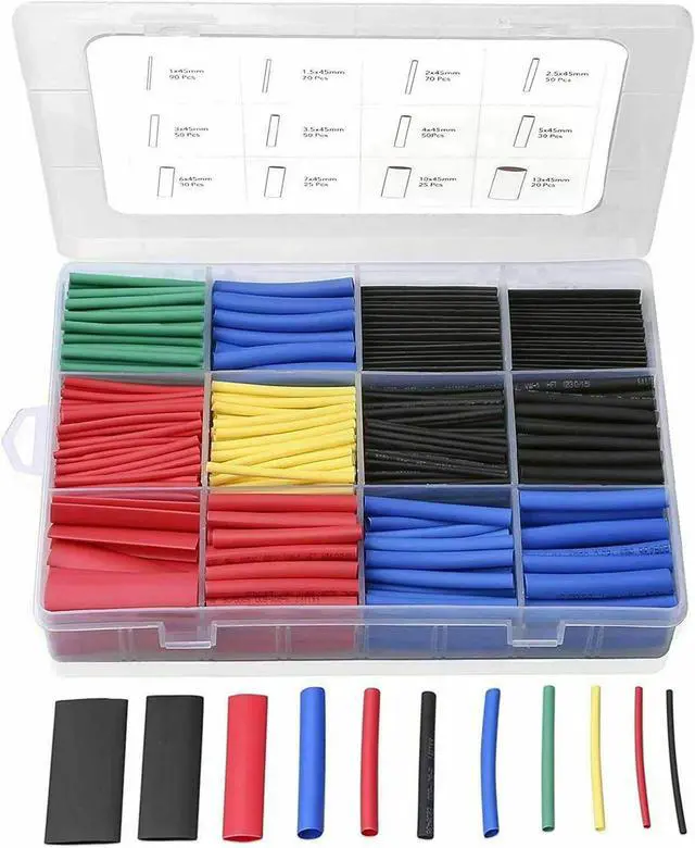 Main image of 560 PCS. 2:1 HEAT SHRINK TUBING TUBE SLEEVING WRAP CABLE WIRE 5 COLORS 12 SIZES