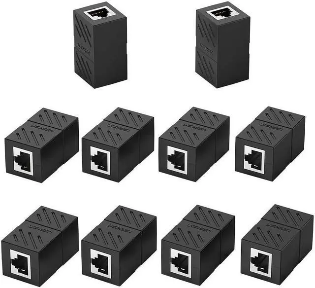 Main image of Rj45 Coupler Ethernet Extender Connector 10 Pack Inline Coupler Cat7 Cat6 Cat5e Ethernet Cable Adapter Female To Female Black