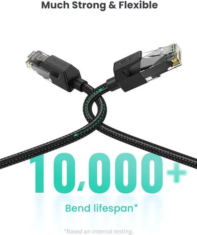 Alt view image 12 of 14 - UGREEN Cat 6 Ethernet Cable Braided Cat6 Gigabit High Speed 1000Mbps Internet Cable RJ45 Shielded Network LAN Cord Compatible for PC PS5 PS4 PS3 Xbox Smart TV Router 10FT
